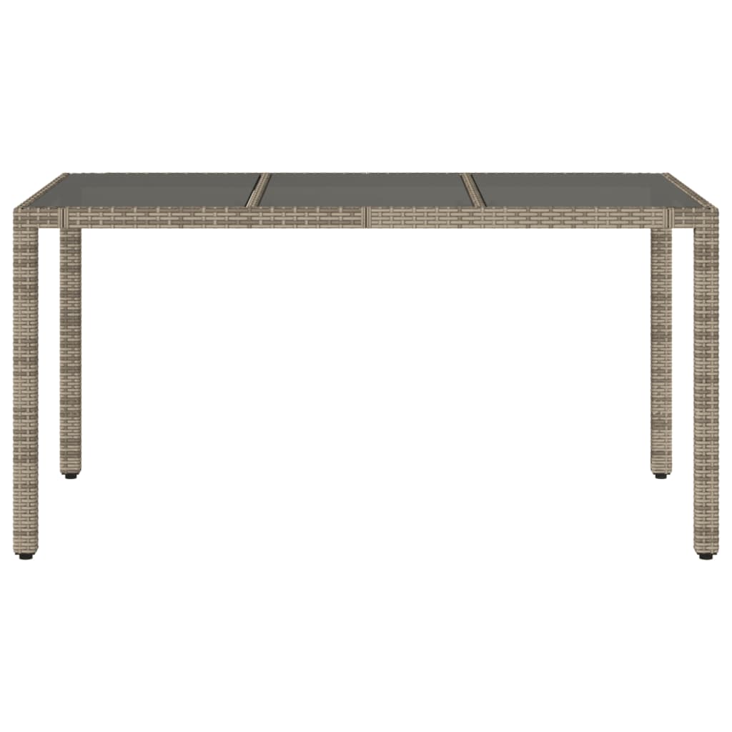 Mesa de jardín HKH con tapa de cristal de ratán PE - Gris