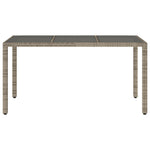 Mesa de jardín HKH con tapa de cristal de ratán PE - Gris