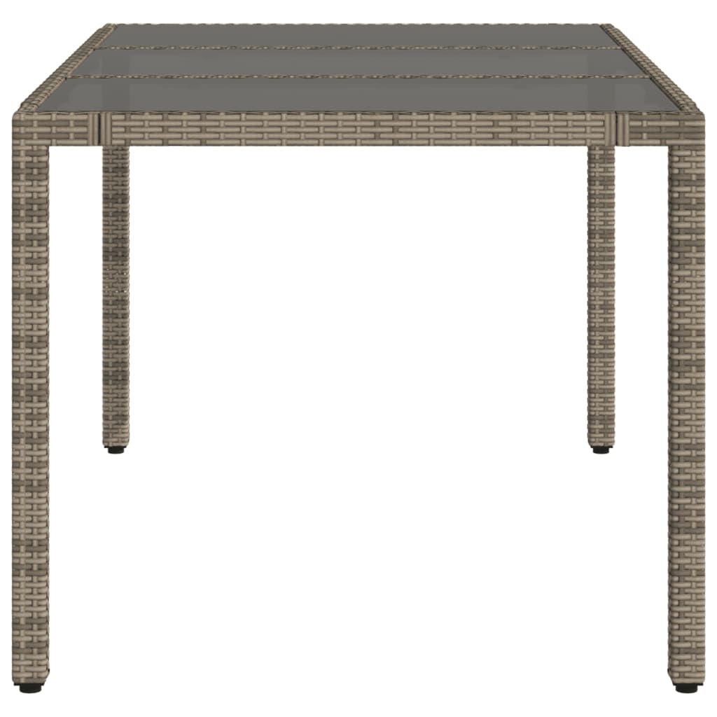 Mesa de jardín HKH con tapa de cristal de ratán PE - Gris