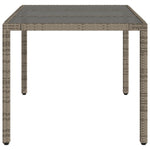 Mesa de jardín HKH con tapa de cristal de ratán PE - Gris