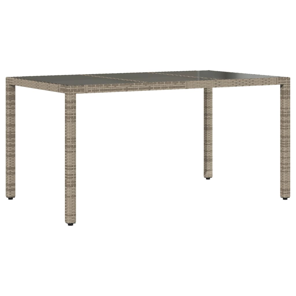Mesa de jardín HKH con tapa de cristal de ratán PE - Gris