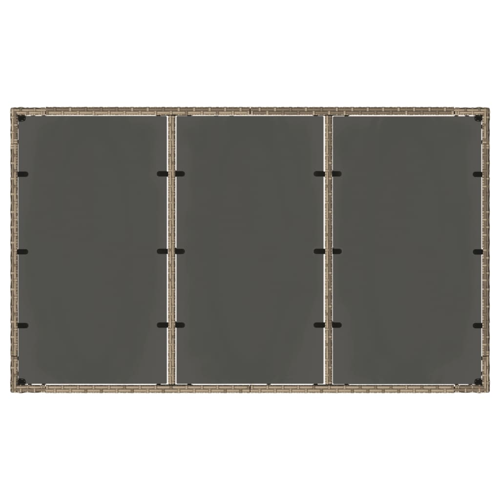 Mesa de jardín HKH con tapa de cristal de ratán PE - Gris