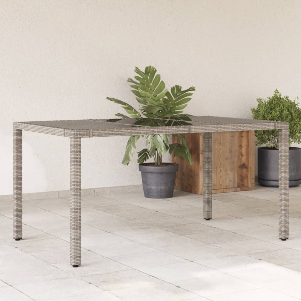 HKH Mesa de Jardim com Tampo de Vidro Vime Pe - Cinzento