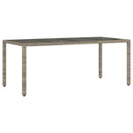 HKH Mesa de Jardim com Tampo de Vidro Vime Pe Cinza - Cinzento