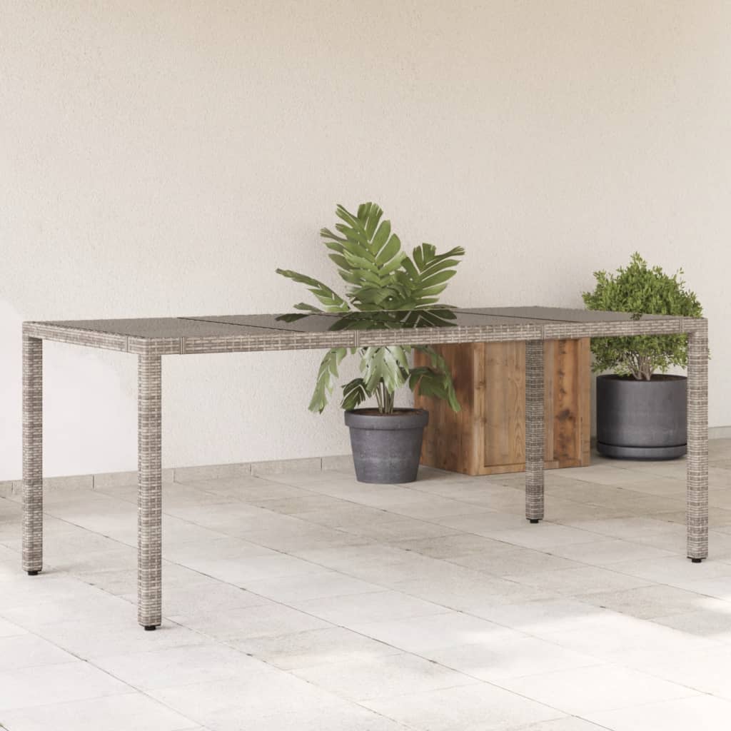 HKH Mesa de Jardim com Tampo de Vidro Vime Pe Cinza - Cinzento