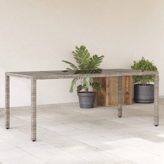 HKH Mesa de Jardim com Tampo de Vidro Vime Pe Cinza - Cinzento