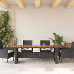 HKH Mesa de Jardim com Tampo de Madeira de Acácia Vime Pe - Preto