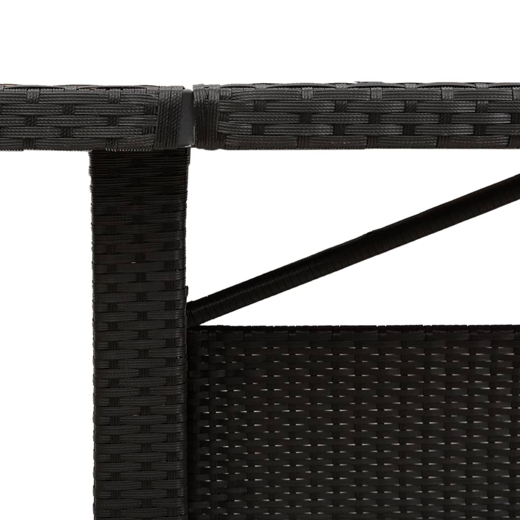 HKH Mesa de Jardim com Tampo de Madeira de Acácia Vime Pe - Preto
