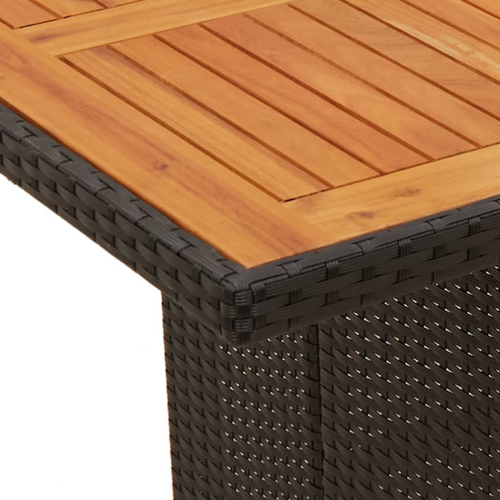 HKH Mesa de Jardim com Tampo de Madeira de Acácia Vime Pe - Preto