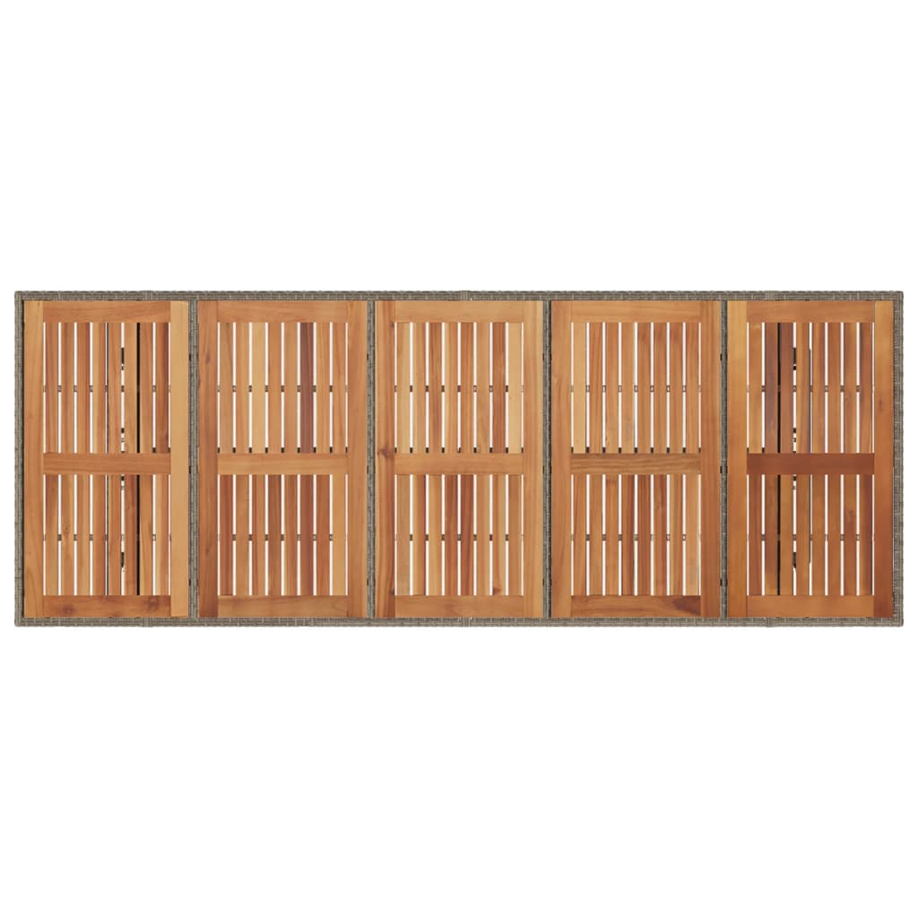 HKH Mesa de Jardim com Tampo de Madeira de Acácia Vime Pe - Cinzento