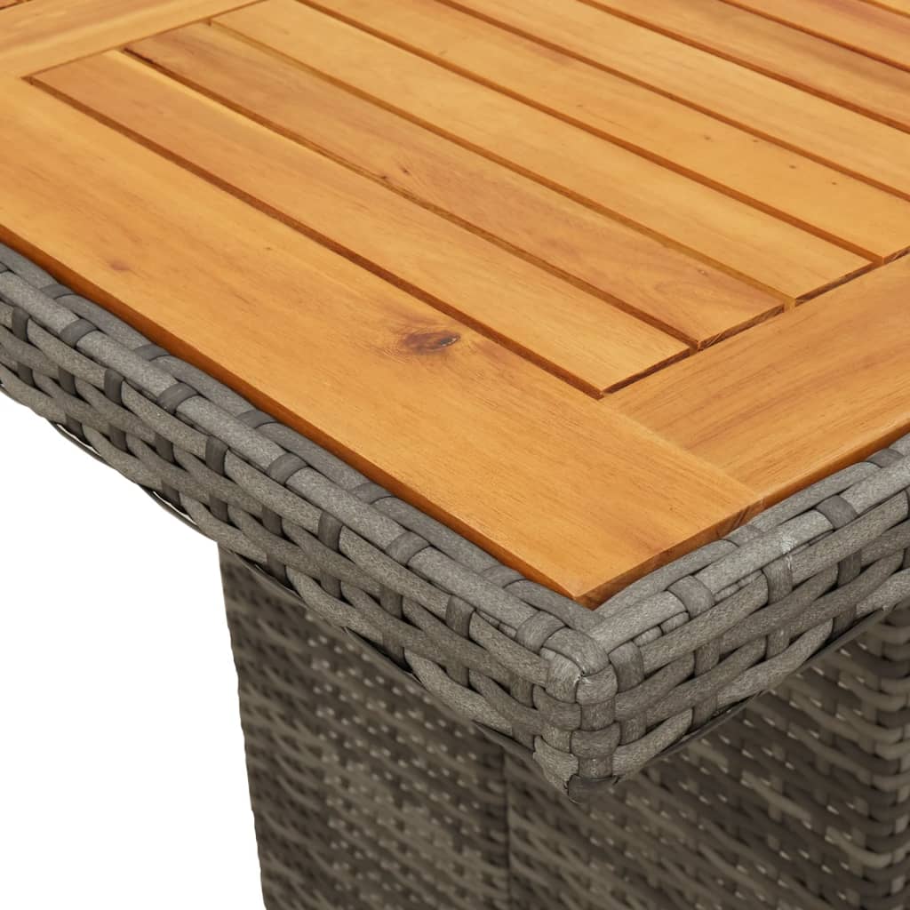 HKH Mesa de Jardim com Tampo de Madeira de Acácia Vime Pe - Cinzento