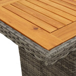 HKH Mesa de Jardim com Tampo de Madeira de Acácia Vime Pe - Cinzento