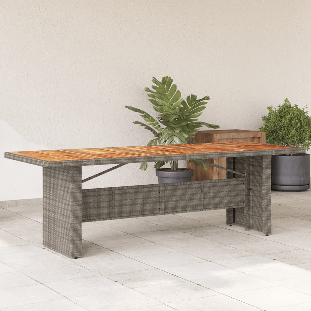 HKH Mesa de Jardim com Tampo de Madeira de Acácia Vime Pe - Cinzento