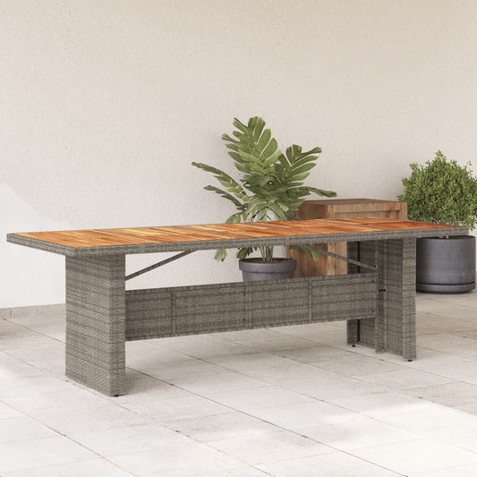 HKH Mesa de Jardim com Tampo de Madeira de Acácia Vime Pe - Cinzento