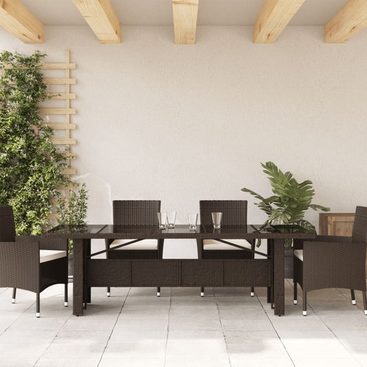 HKH Mesa de Jardim com Tampo de Vidro Vime Pe Castanho - Marrom