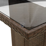 HKH Mesa de Jardín con Tapa de Cristal de Ratán - Marrón