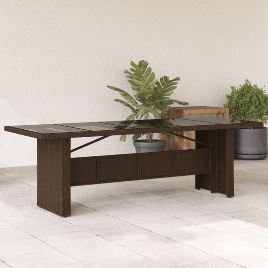 HKH Mesa de Jardim com Tampo de Vidro Vime Pe Castanho - Marrom