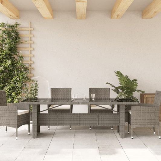 HKH Mesa de Jardim com Tampo de Vidro Vime Pe - Cinzento