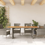 HKH Mesa de Jardim com Tampo em Acácia 190x80x75 Cm Vime Pe Cinza - Cinzento