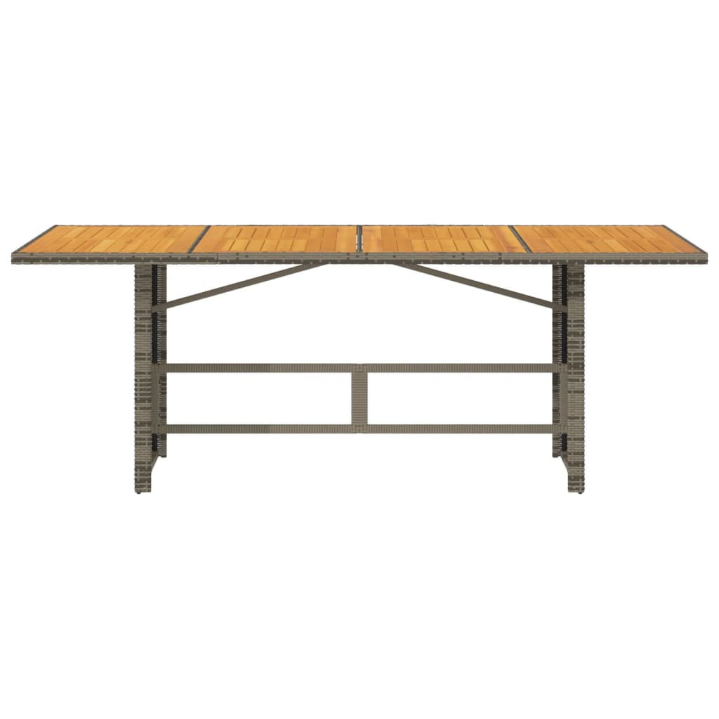 HKH Mesa de Jardim com Tampo em Acácia 190x80x75 Cm Vime Pe Cinza - Cinzento