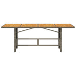 HKH Mesa de Jardim com Tampo em Acácia 190x80x75 Cm Vime Pe Cinza - Cinzento