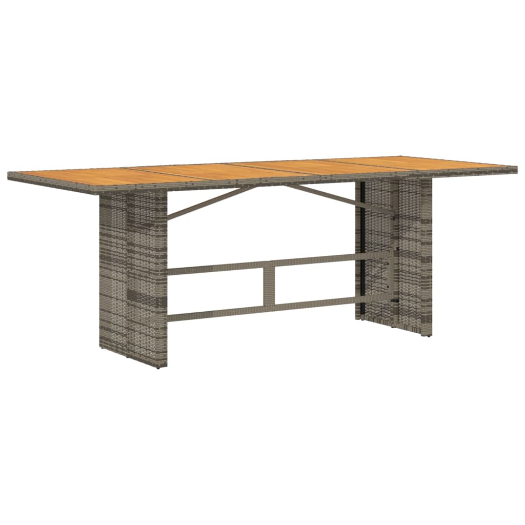 HKH Mesa de Jardim com Tampo em Acácia 190x80x75 Cm Vime Pe Cinza - Cinzento
