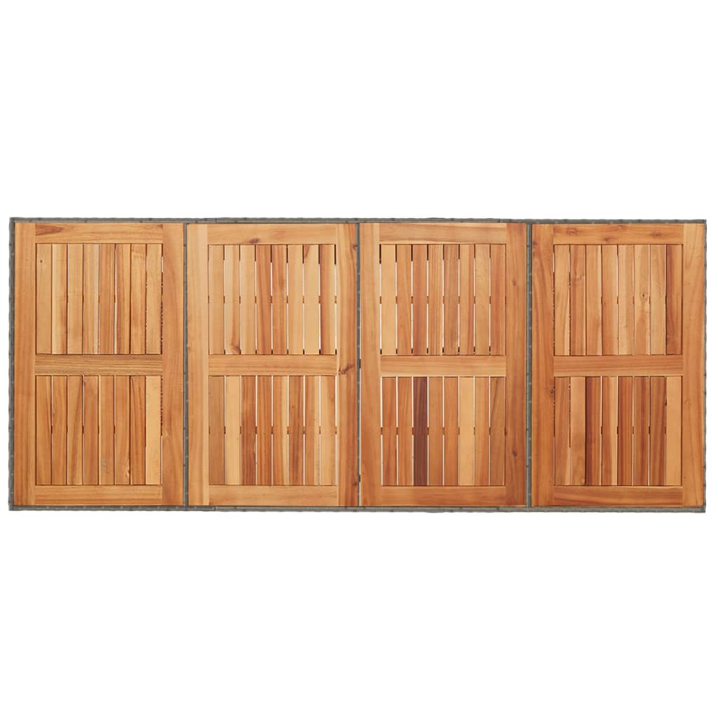 HKH Mesa de Jardim com Tampo em Acácia 190x80x75 Cm Vime Pe Cinza - Cinzento