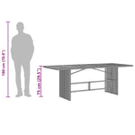 HKH Mesa de Jardim com Tampo de Vidro 190x80x75 Cm Vime Pe - Preto