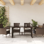 HKH Mesa de Jardim com Tampo de Vidro 190x80x75 Cm Vime Pe Castanho - Marrom