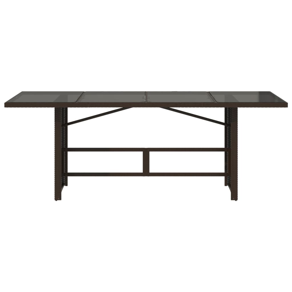 HKH Mesa de Jardim com Tampo de Vidro 190x80x75 Cm Vime Pe Castanho - Marrom