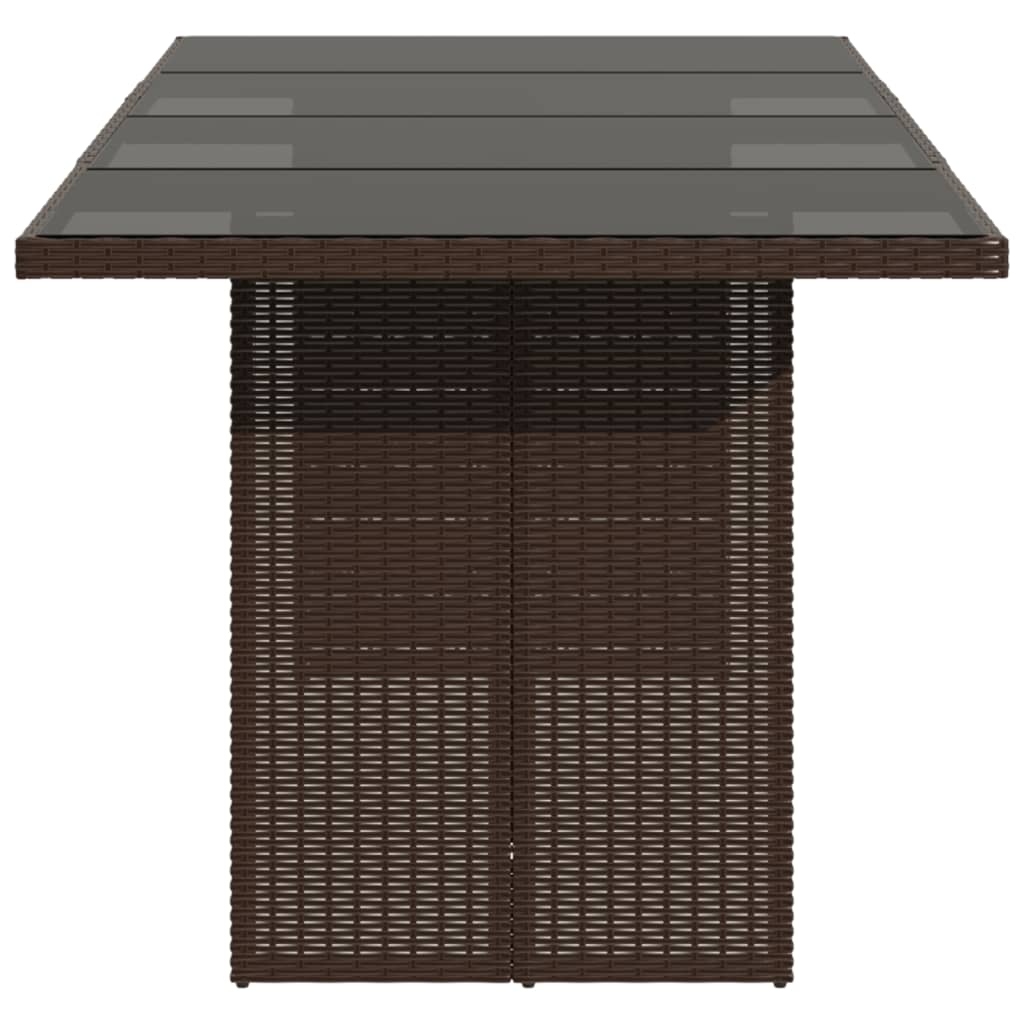 HKH Mesa de Jardim com Tampo de Vidro 190x80x75 Cm Vime Pe Castanho - Marrom