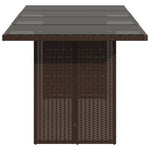 HKH Mesa de Jardim com Tampo de Vidro 190x80x75 Cm Vime Pe Castanho - Marrom