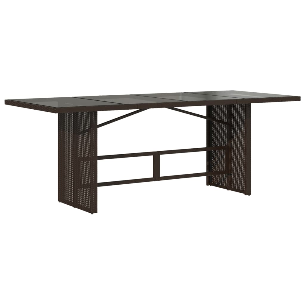 HKH Mesa de Jardim com Tampo de Vidro 190x80x75 Cm Vime Pe Castanho - Marrom