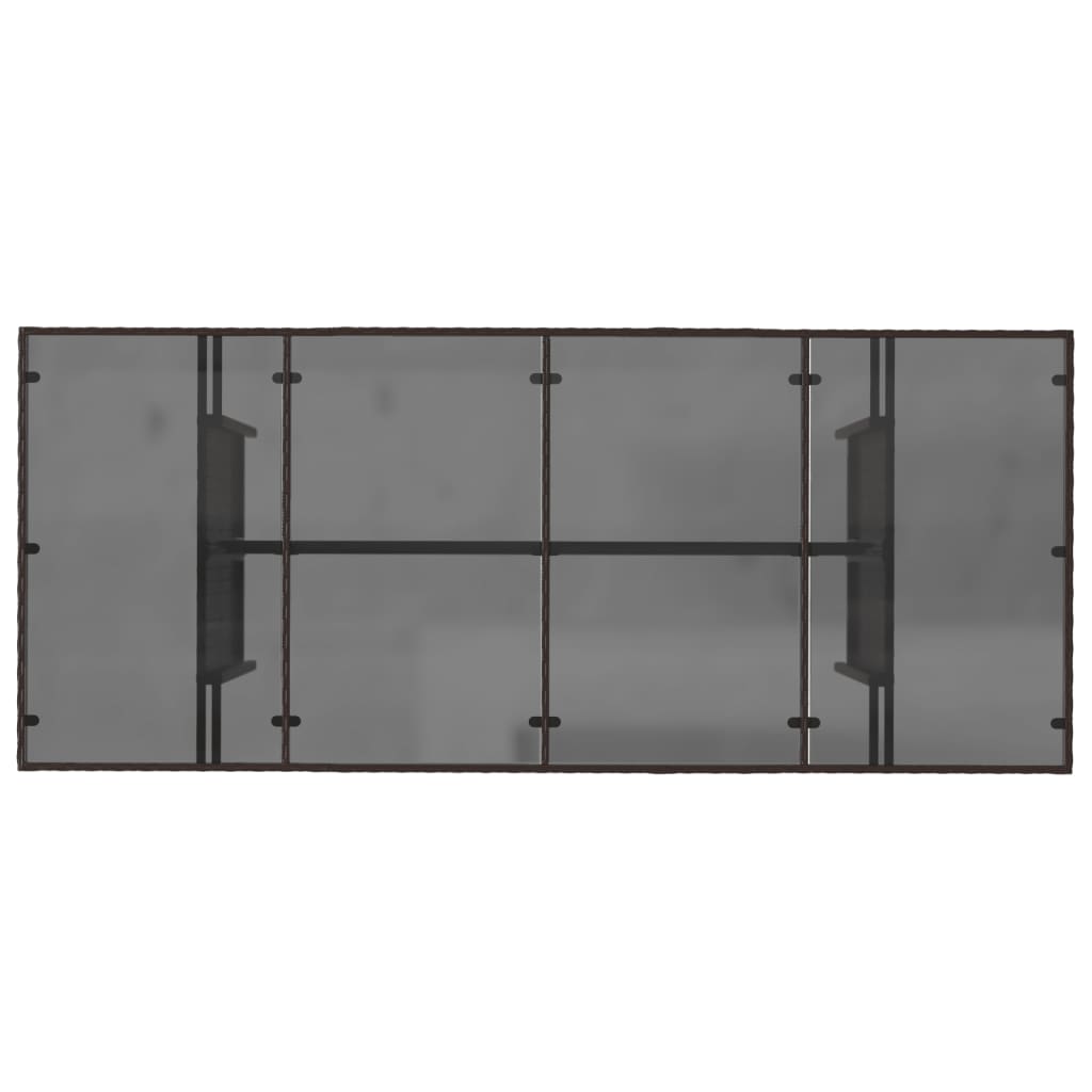 HKH Mesa de Jardim com Tampo de Vidro 190x80x75 Cm Vime Pe Castanho - Marrom