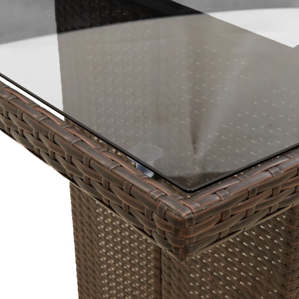 HKH Mesa de Jardim com Tampo de Vidro 190x80x75 Cm Vime Pe Castanho - Marrom