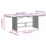 HKH Mesa de Jardim com Tampo de Vidro 190x80x75 Cm Vime Pe Castanho - Marrom