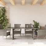HKH Mesa de Jardim com Tampo de Vidro 190x80x75 Cm Vime Pe Cinza - Cinzento