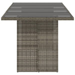 HKH Mesa de Jardim com Tampo de Vidro 190x80x75 Cm Vime Pe Cinza - Cinzento