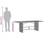 HKH Mesa de Jardim com Tampo de Vidro 190x80x75 Cm Vime Pe Cinza - Cinzento