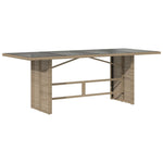 HKH Mesa de Jardim com Tampo de Vidro 190x80x75 Cm Vime Pe - Bege