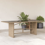 HKH Mesa de Jardim com Tampo de Vidro 190x80x75 Cm Vime Pe - Bege