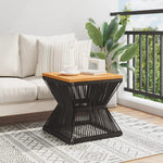 Mesa de Centro HKH con Base de Alambre 38x38x38 Cm Acacia Maciza - Marrón