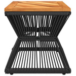 Mesa de Centro HKH con Base de Alambre 38x38x38 Cm Acacia Maciza - Marrón