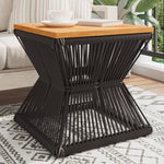 Mesa de Centro HKH con Base de Alambre 38x38x38 Cm Acacia Maciza - Marrón