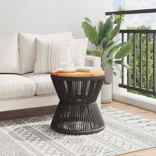 HKH Mesa de Centro com Base de Arame Ø 45x44 Cm Acácia Maciça - Preto