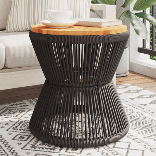 HKH Mesa de Centro com Base de Arame Ø 45x44 Cm Acácia Maciça - Preto