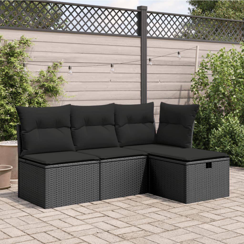 HKH Banco de Jardín con Cojín 55x55x37 Cm Ratán Pe - Negro