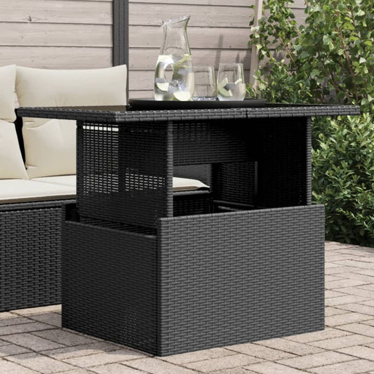 HKH Mesa de Jardim com Tampo de Vidro 100x55x73 Cm Vime Pe - Preto