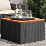 HKH Mesa de Jardín 55x55x37 Cm Ratán PE y Madera de Acacia - Negro