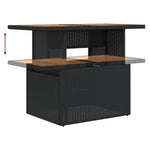 HKH Mesa de Jardim 100x55x73 Cm Vime Pe e Madeira de Acácia - Preto